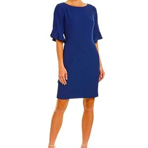 Karl Lagerfeld Paris Royal Blue Tulip Sleeve Crepe Dress